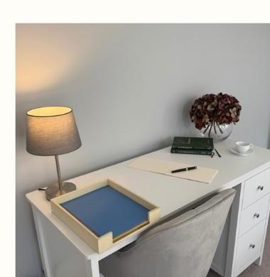 Writing desk and lamp